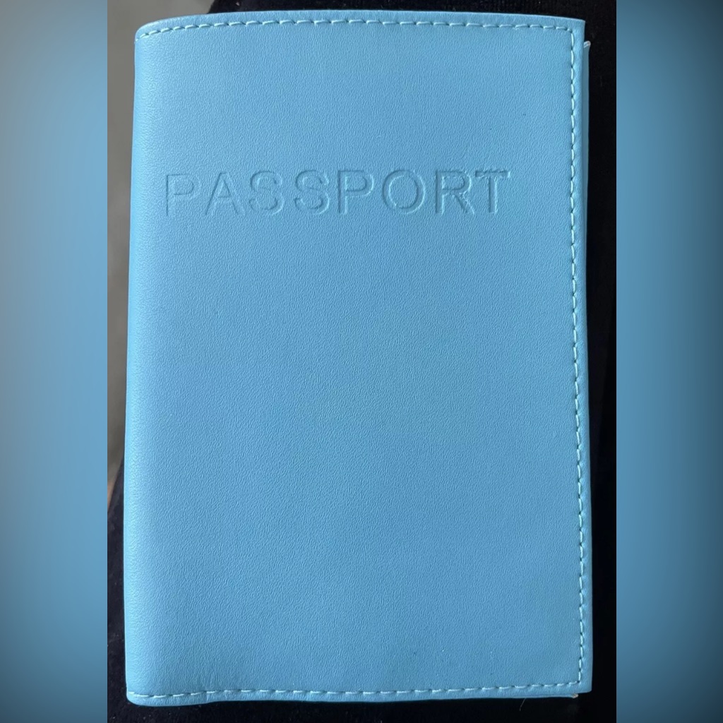 Belle Hop Aqua Blue Leather Passport Book